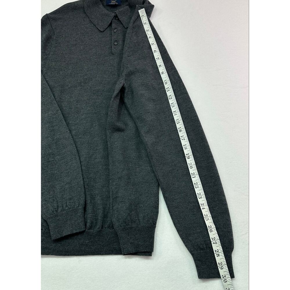 Brooks Brothers 346 Extra Fine Merino Wool Long Sleeve Polo Sweater Gray XL - Picture 8 of 8